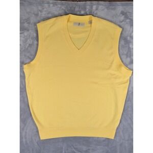 Harry Vardon Yellow Golf Vest Cotton Men's L‎  V-neck Made in Korea